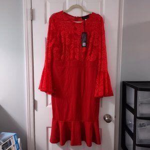 Hanna Nikole Red lacy dress nwt